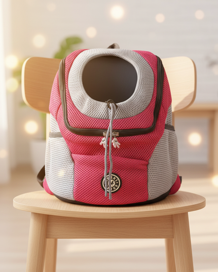 hunde-rucksack-rot-mesh-reisen - lifestyle