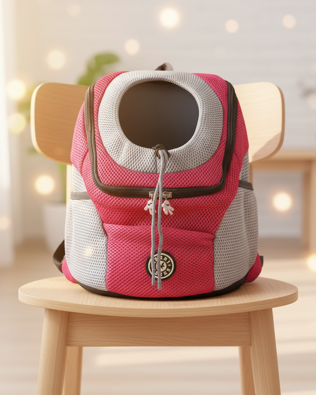 hunde-rucksack-rot-mesh-reisen - lifestyle