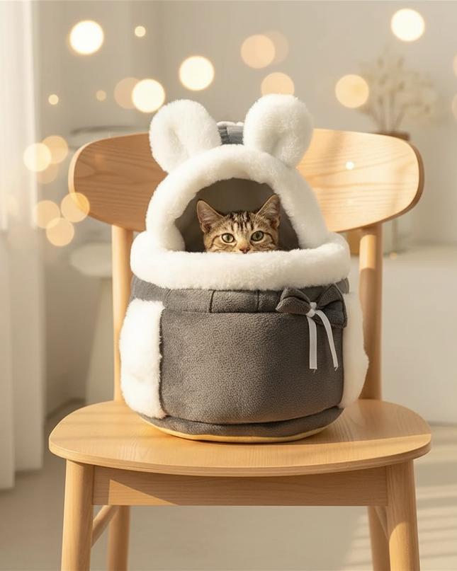 hunde-rucksack-samtfuer-kleine-hunde-winter-grau - lifestyle