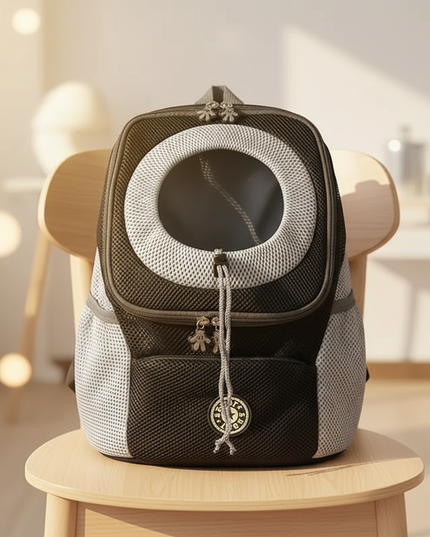 hunde-rucksack-schwarz-reflektoren - lifestyle