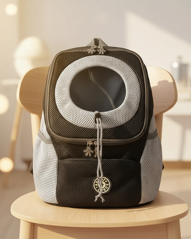 hunde-rucksack-schwarz-reflektoren - lifestyle
