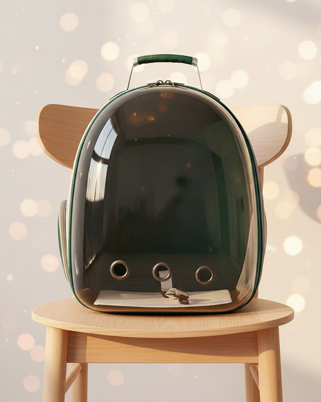 hunde-rucksack-transparent-gruen-atmungsaktiv - lifestyle