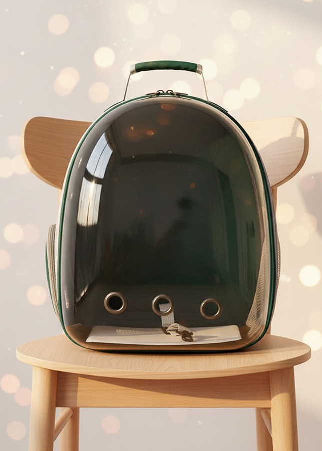 hunde-rucksack-transparent-gruen-atmungsaktiv - lifestyle