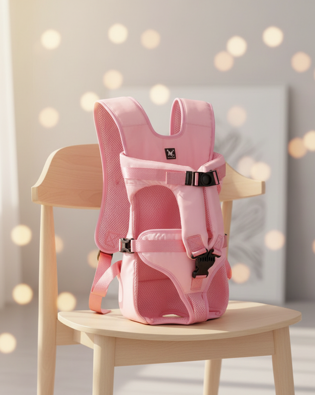 hunde-rucksack-vorne-atmungsaktiv-pink - lifestyle