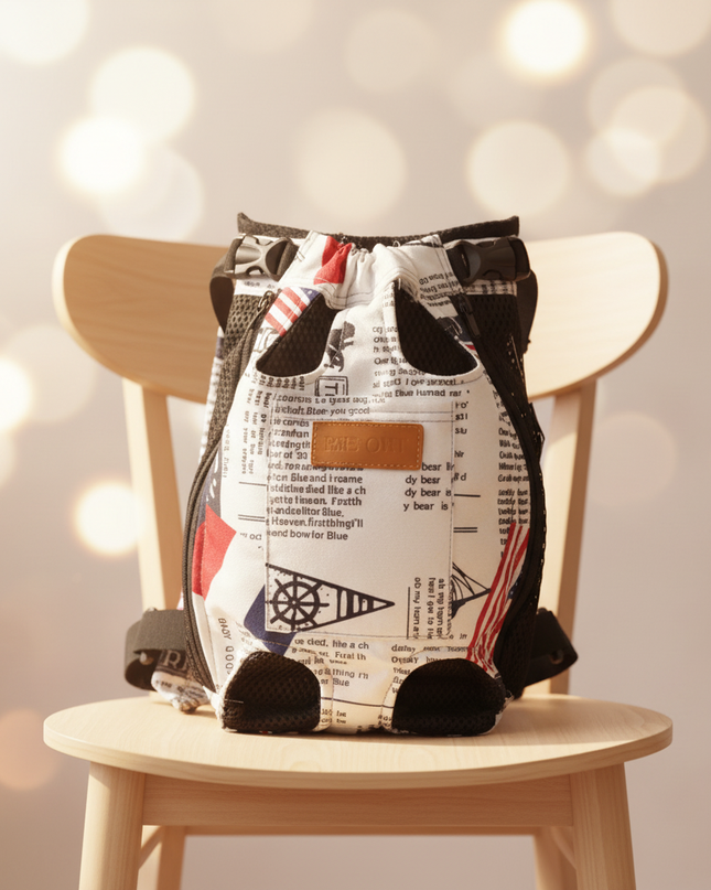 hunde-rucksack-zeitungsmuster-mesh-verstellbar - lifestyle