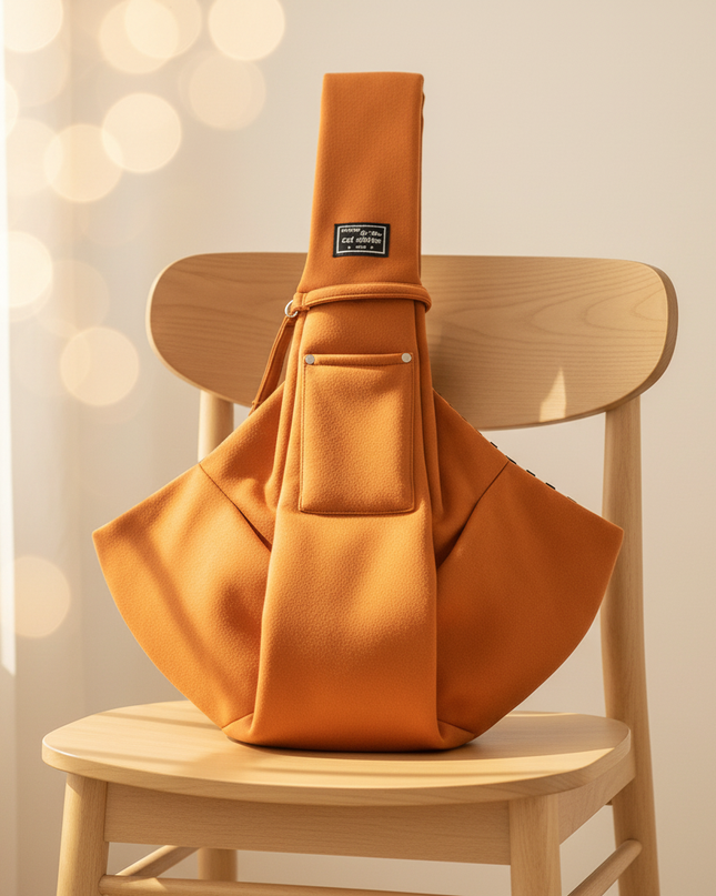 hunde-tragetasche-handyfach-braun-orange - lifestyle