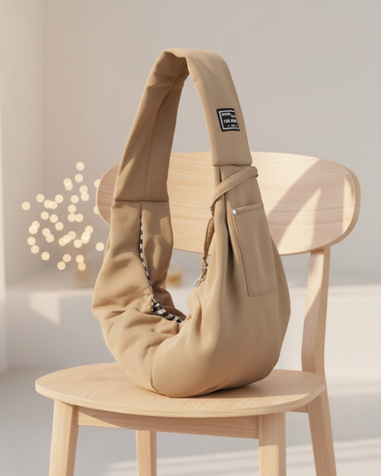 hunde-tragetasche-handyfach-khaki - lifestyle