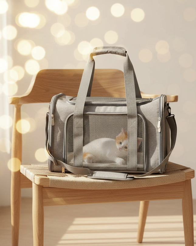 hunde-transporttasche-grau-reisen - lifestyle