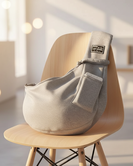 hundetasche-crossbody-sling-grau-kleine-hunde - lifestyle