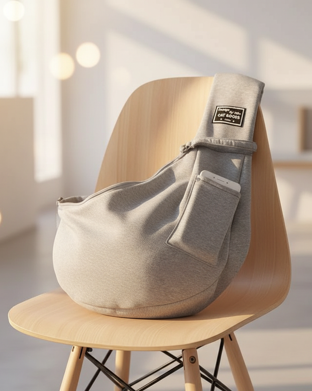 hundetasche-crossbody-sling-grau-kleine-hunde - lifestyle