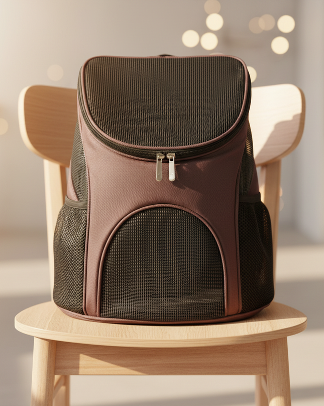 katzen-rucksack-mesh-kaffee-atmungsaktiv - lifestyle
