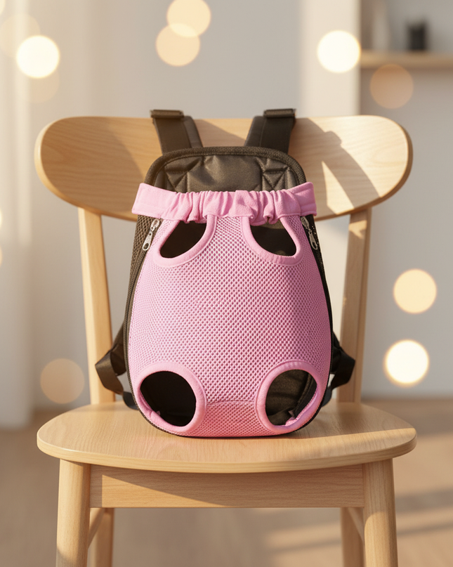 katzen-rucksack-pink-verstellbar-atmungsaktiv - lifestyle