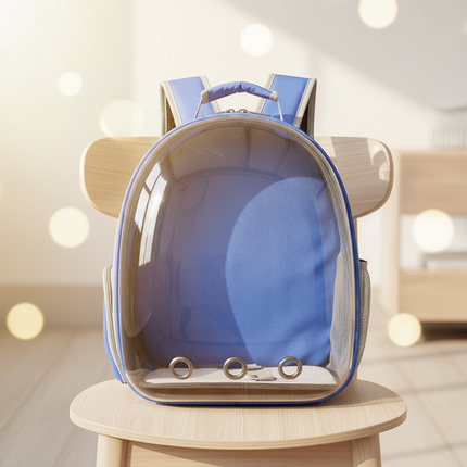 katzen-rucksack-transparent-blau-atmungsaktiv - lifestyle