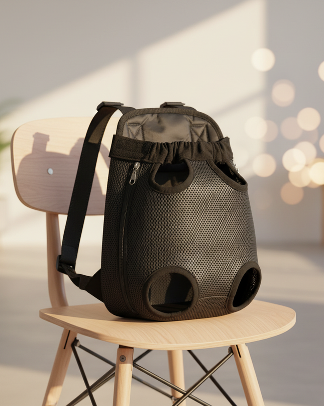 katzen-rucksack-verstellbar-schwarz-atmungsaktiv - lifestyle