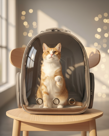 katzen-transport-rucksack-transparent-ohne-abdeckung-grau - lifestyle